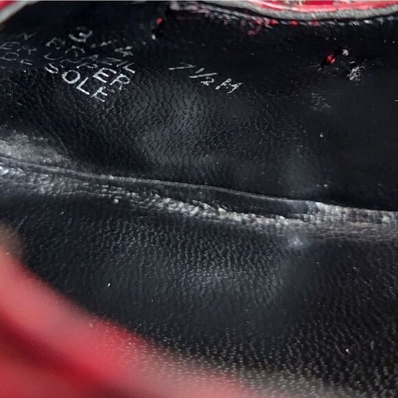 Vintage Franco Sarto Red Leather Alligator Print  Chunky Heel Pump Size 7.5 - Picture 11 of 11